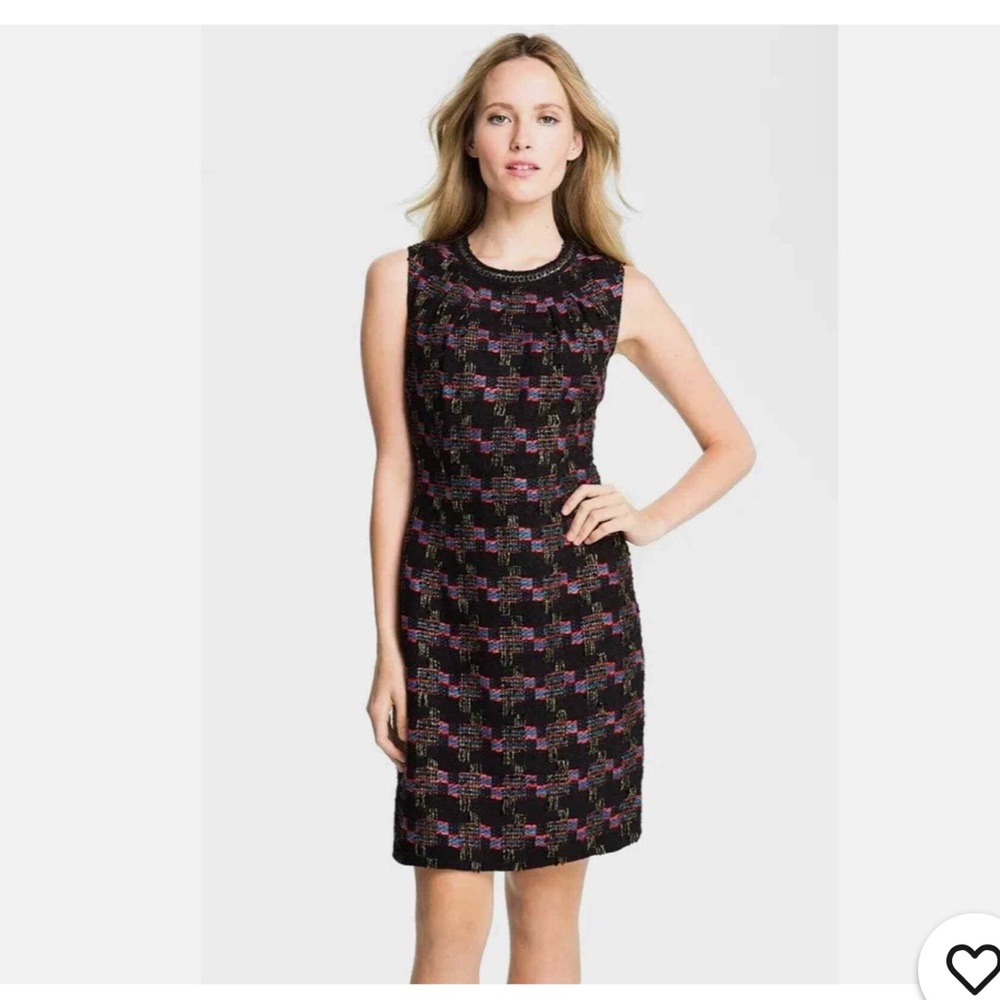 Trina Turk Black Tweed Mini Dress with Pink & Blue Accents